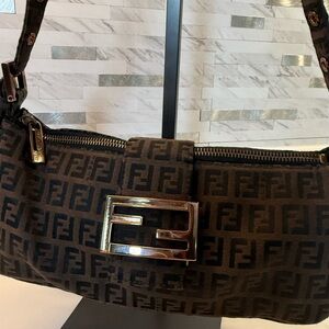 Fendi Zucchino Baguette Bag – Black & Brown Zucca – Rose Gold Hardware – Rare